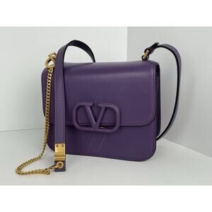 Valentino Garavani VSling Small Leather Shoulder Bag Purple